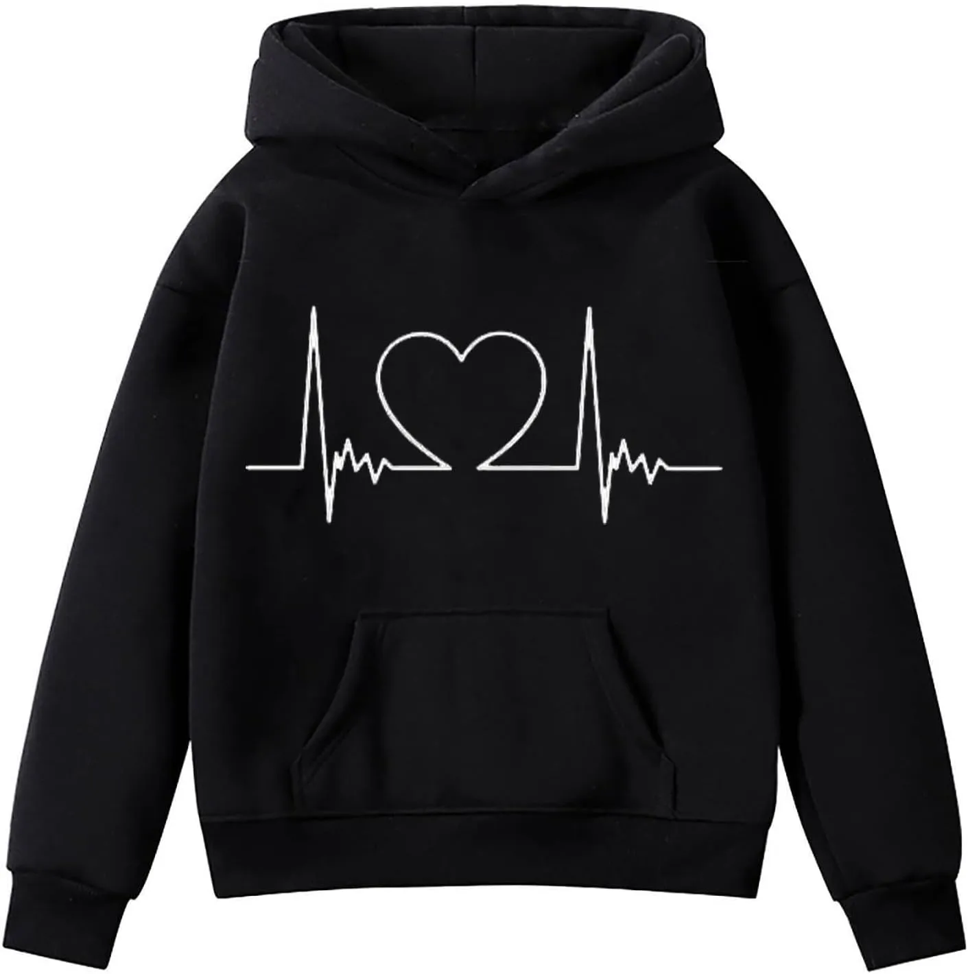 Kids Fall/Winter Valentine's Day Sweatshirt Trendy Solid Print Hooded Pullover Top for Boys Girls Fall/Winter