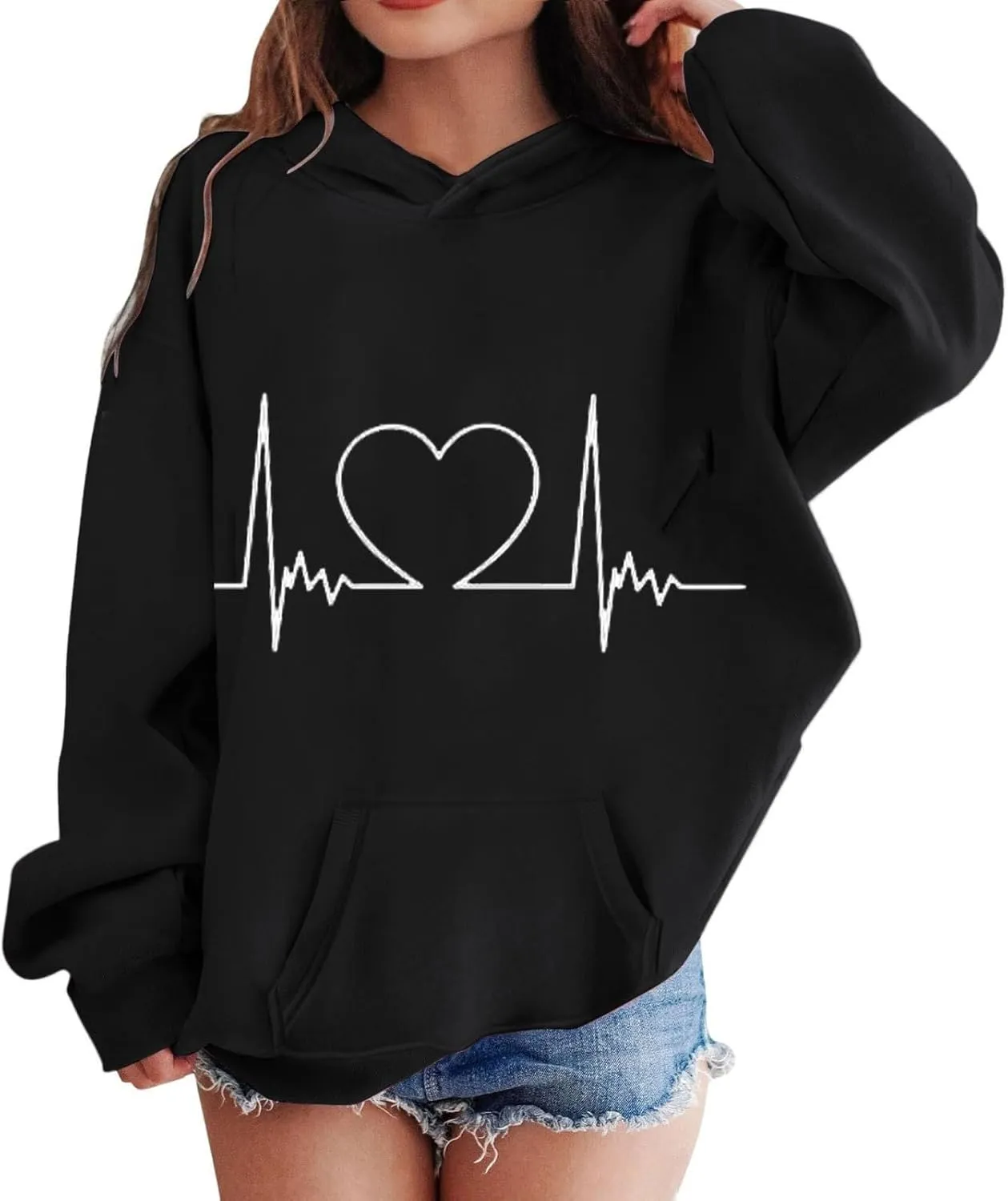 Kids Fall/Winter Valentine's Day Sweatshirt Trendy Solid Print Hooded Pullover Top for Boys Girls Fall/Winter