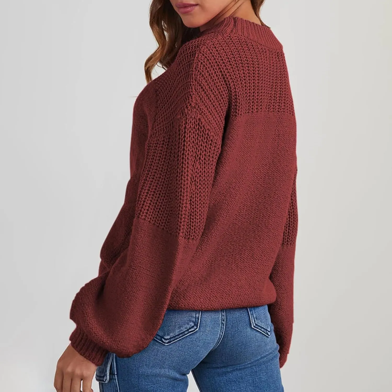 Knit Crew Neck Sweater for Women Ladies Winter Cute Oversized Pullover Sweaters Long Sleeve Blouse Sweatshirts