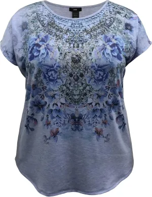 LEEBE Women and Plus Size Crew Neck Dolman Short Sleeve Print Top (Small-5X)