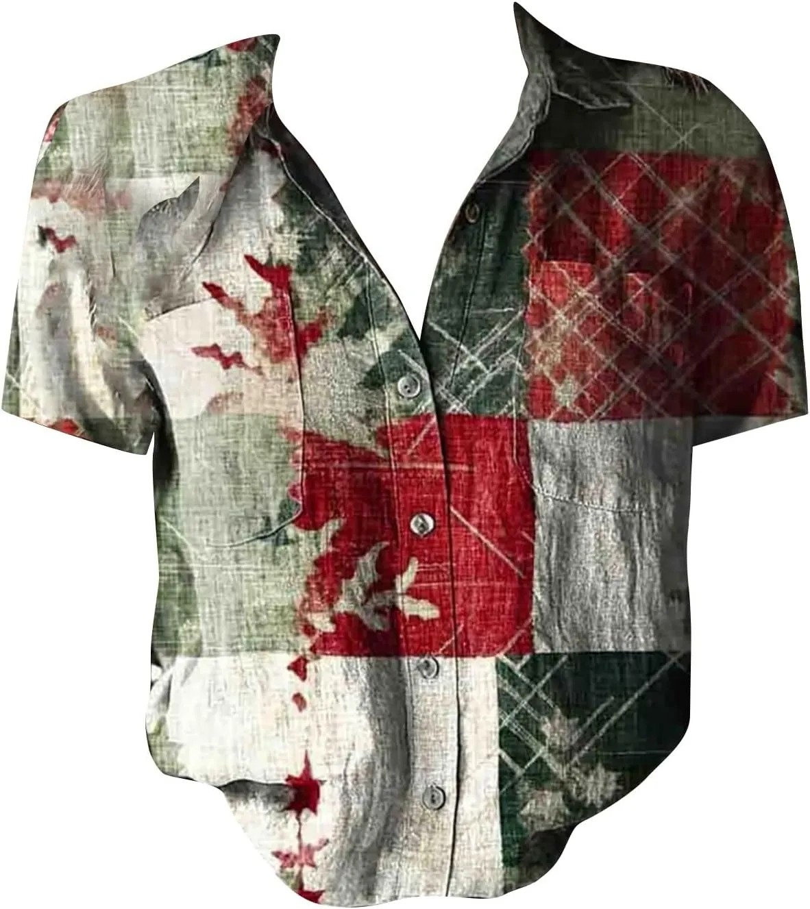Linen Boho Tops for Women Boho Tops for Women 2025 Hippie Summer Short Sleeve Button Up Blouses Short Sleeve Shirts