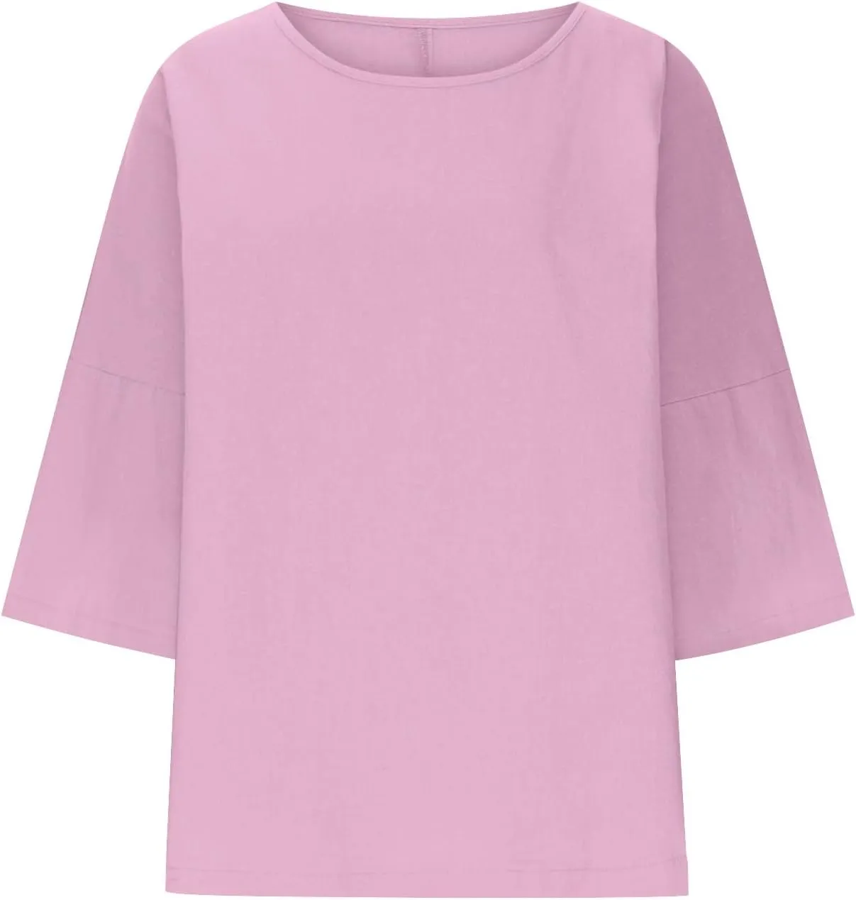 Linen Shirts for Women Summer Crewneck Button Down 3/4 Sleeve Gauze Blouse Tops Vintage Travel Trendy Tees Shirt 2025