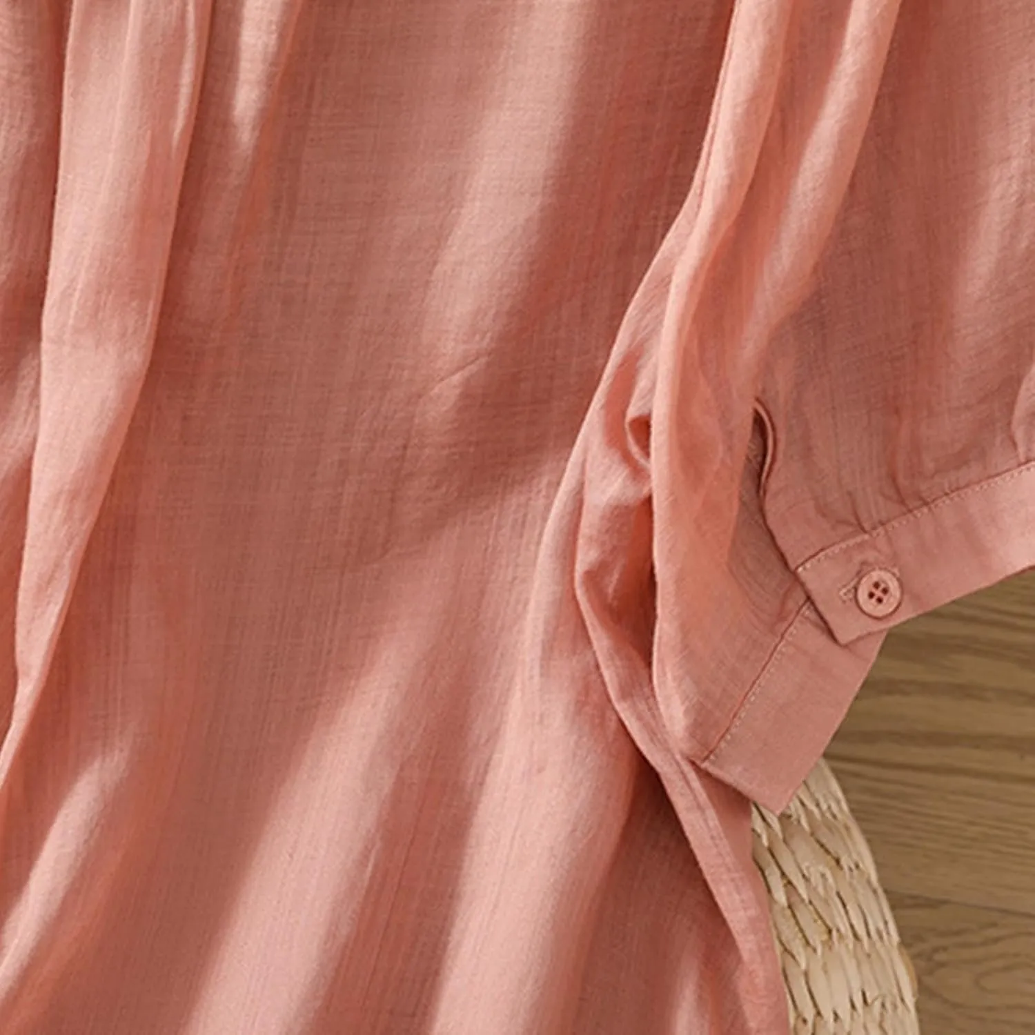 Lmdudan Summer Cotton Linen Embroidered Tops for Women Short Sleeve Button Up Tunic Tees Casual Loose V-Neck Peasant Shirts