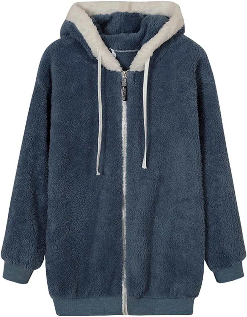 Long Sleeve Snap Button Down Warm Teddy Coat With Pocket Front Plush Casual Street Outerwear Long Sleeve With