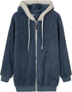 Long Sleeve Snap Button Down Warm Teddy Coat With Pocket Front Plush Casual Street Outerwear Long Sleeve With