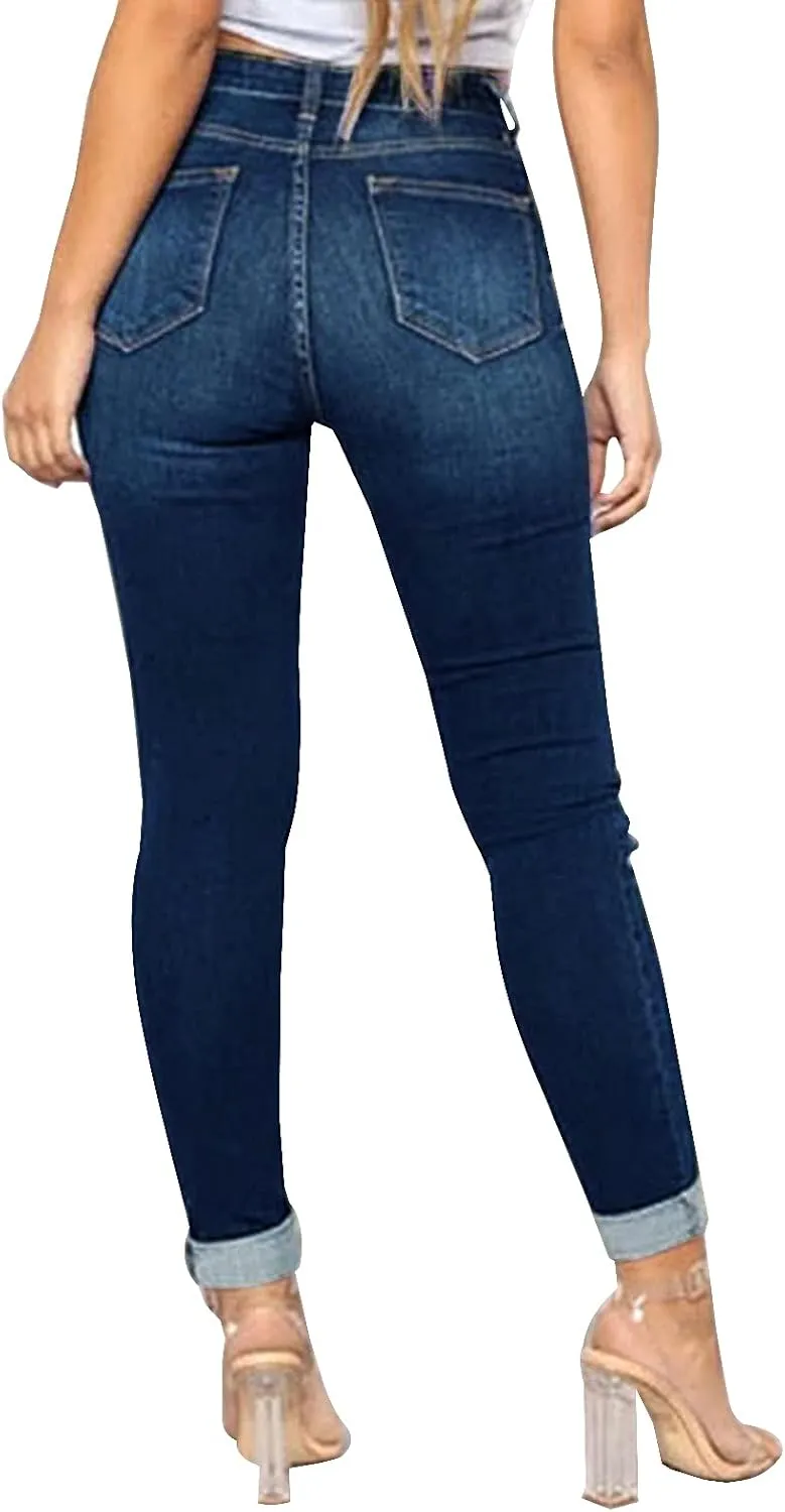 LONGBIDA Women's Ripped Skinny Jeans Hight Waisted Stretch Distressed Denim Pants for Women