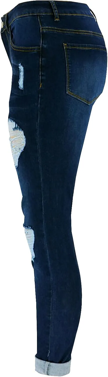 LONGBIDA Women's Ripped Skinny Jeans Hight Waisted Stretch Distressed Denim Pants for Women