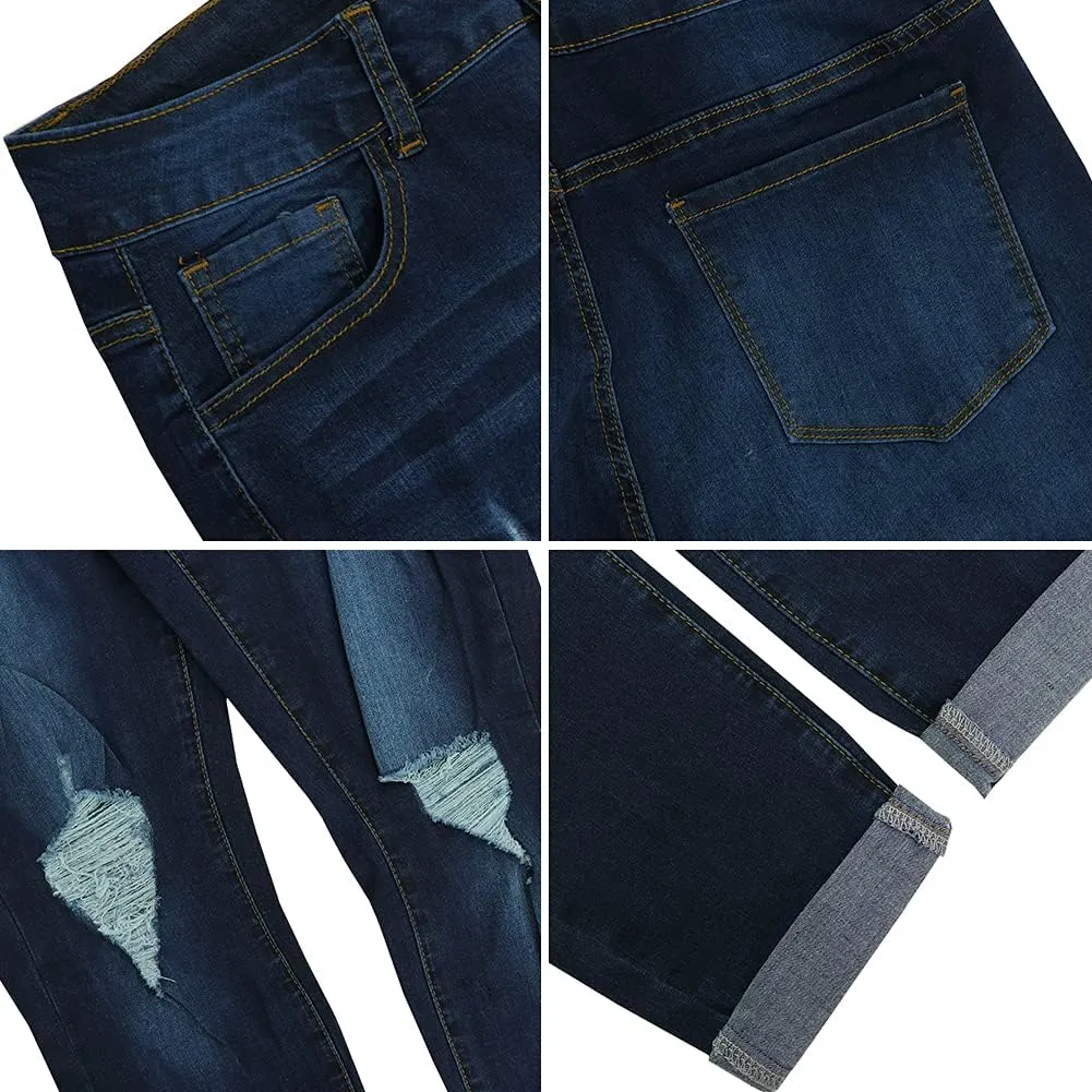 LONGBIDA Women's Ripped Skinny Jeans Hight Waisted Stretch Distressed Denim Pants for Women