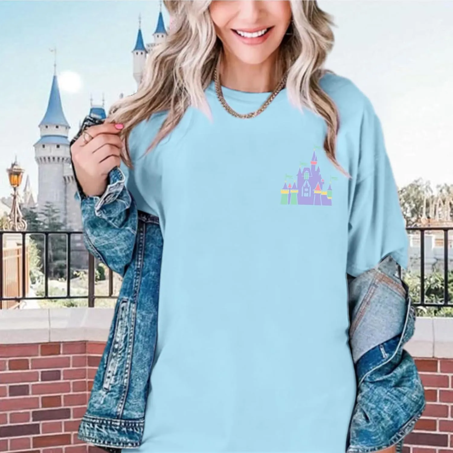 Magic Kingdom Shirts for Women Cute Castle T Shirt Oversized Graphic Tee Family Holiday Vacation Cotton Tops