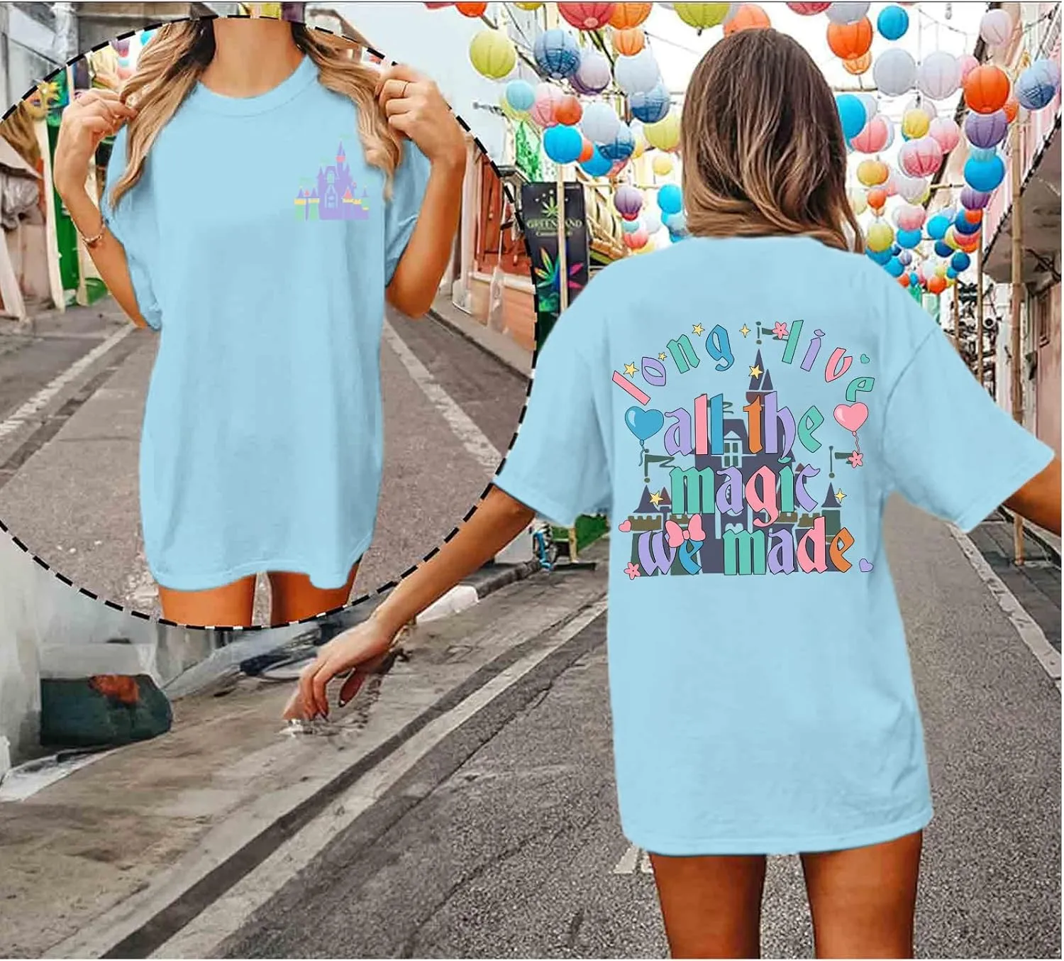 Magic Kingdom Shirts for Women Cute Castle T Shirt Oversized Graphic Tee Family Holiday Vacation Cotton Tops