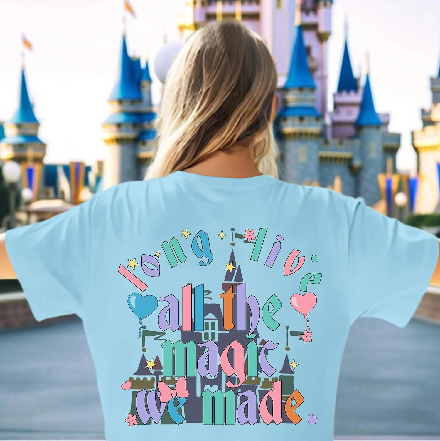 Magic Kingdom Shirts for Women Cute Castle T Shirt Oversized Graphic Tee Family Holiday Vacation Cotton Tops