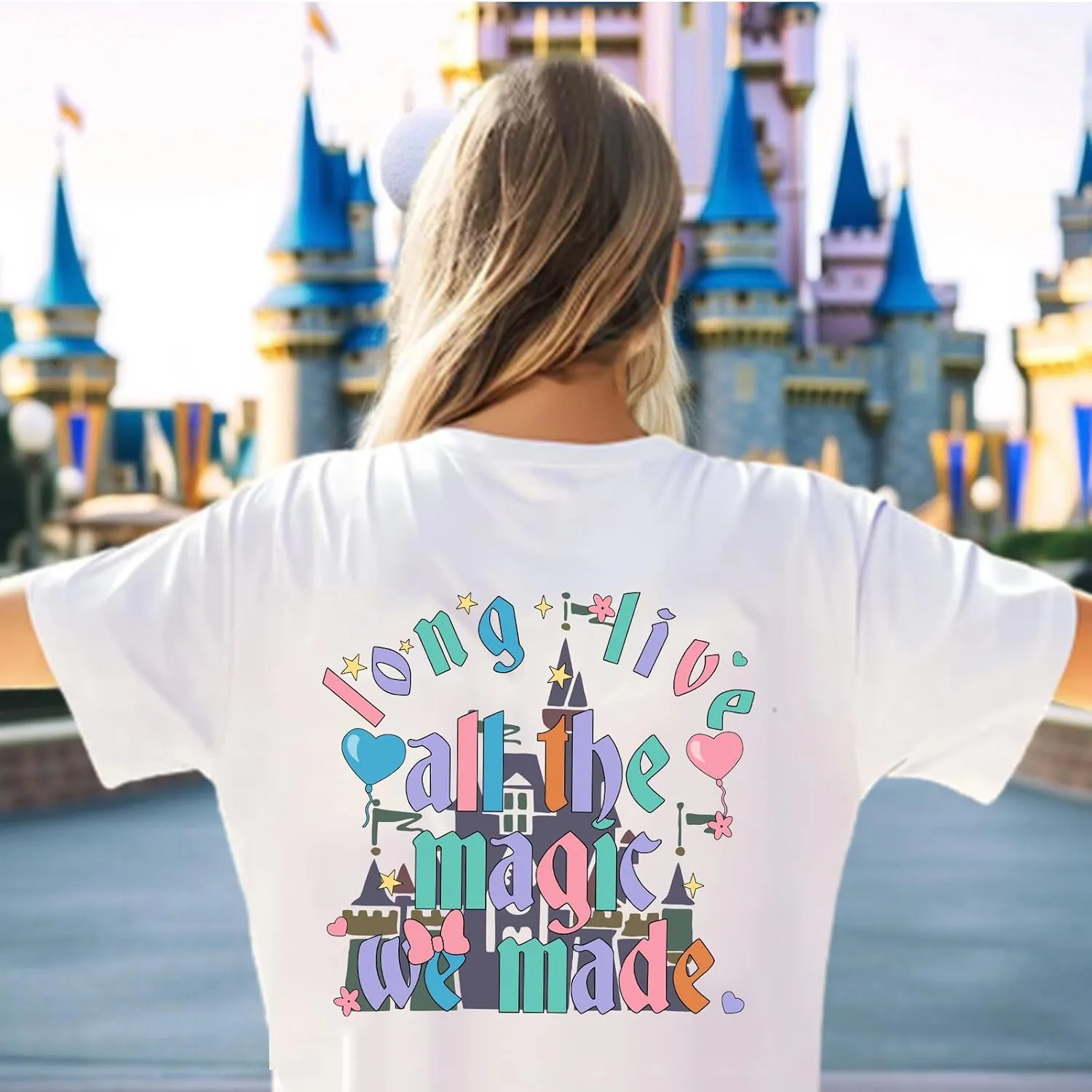 Magic Kingdom Shirts for Women Cute Castle T Shirt Oversized Graphic Tee Family Holiday Vacation Cotton Tops