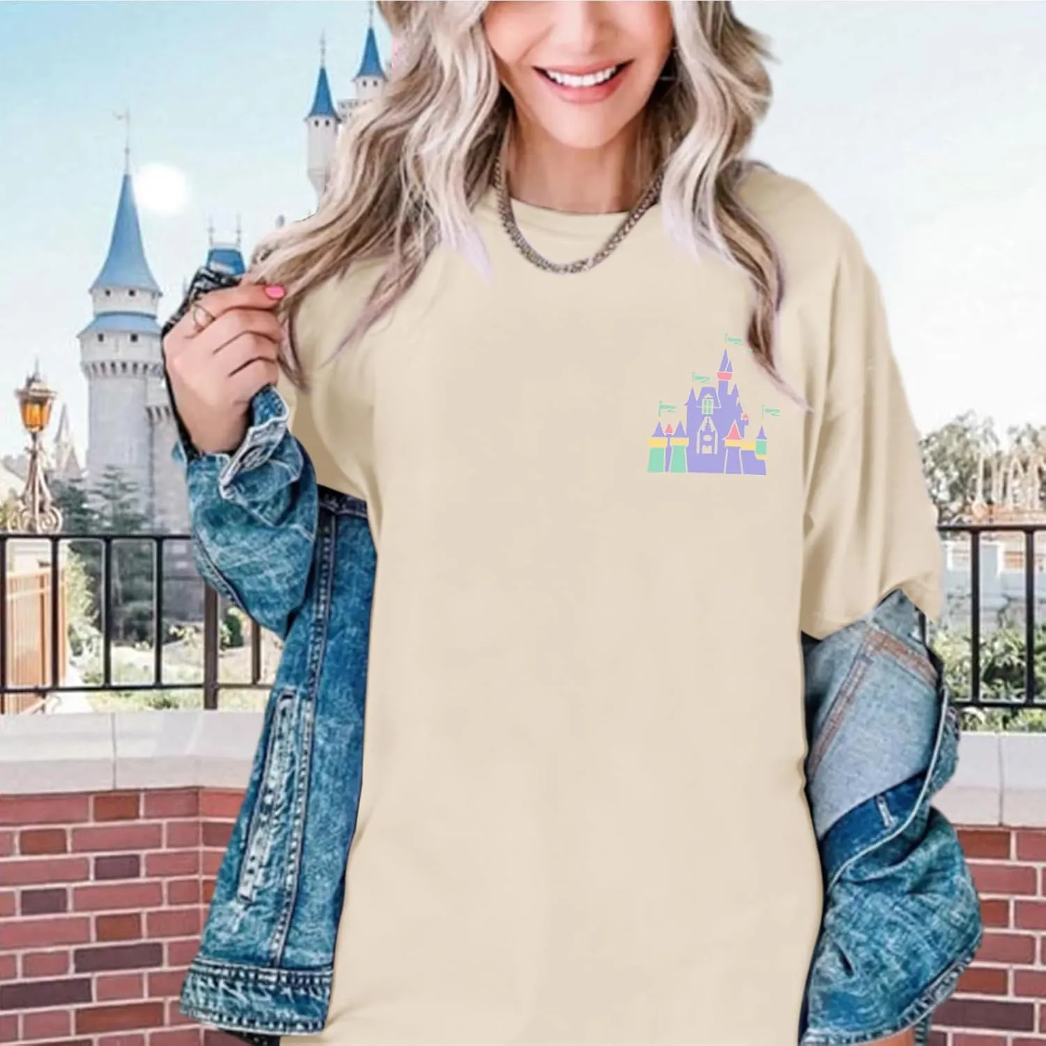 Magic Kingdom Shirts for Women Cute Castle T Shirt Oversized Graphic Tee Family Holiday Vacation Cotton Tops