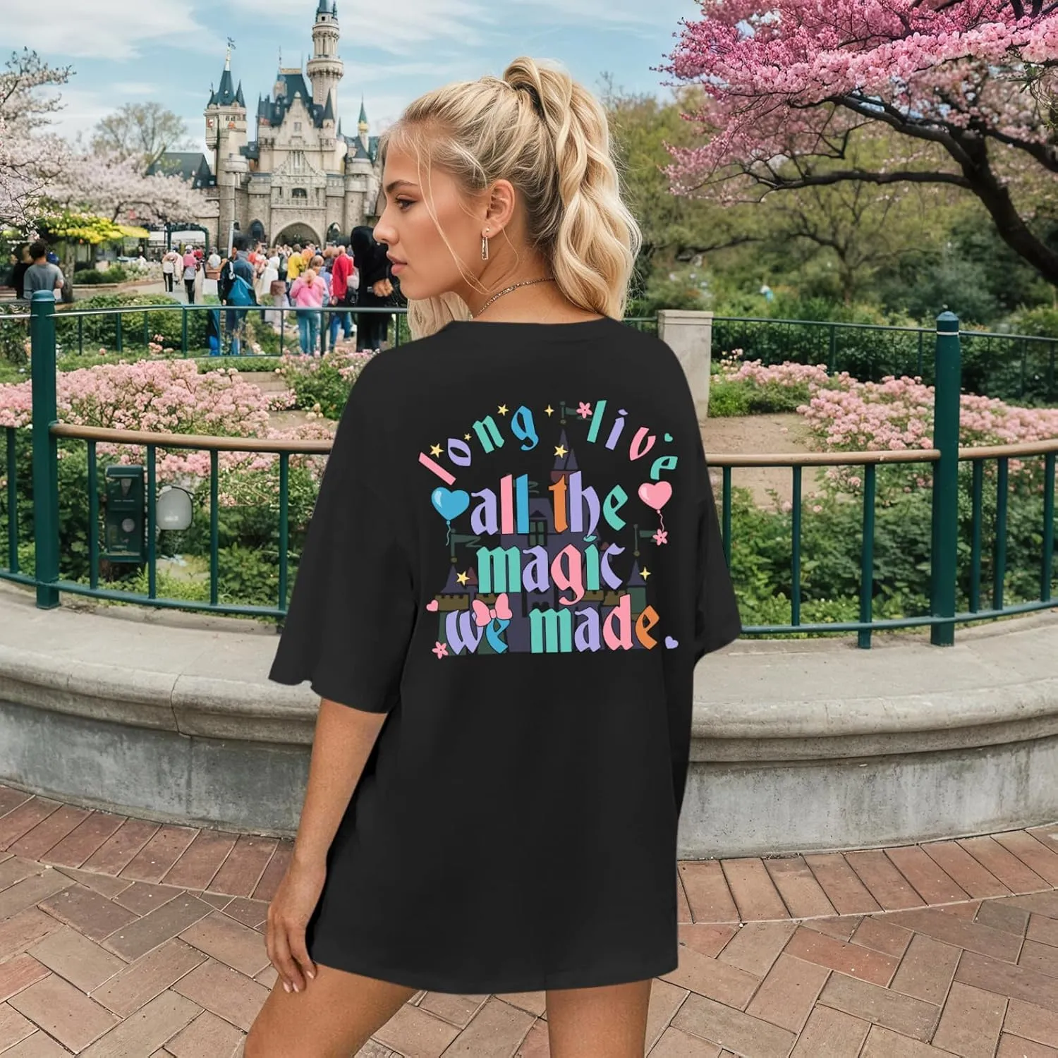 Magic Kingdom Shirts for Women Cute Castle T Shirt Oversized Graphic Tee Family Holiday Vacation Cotton Tops