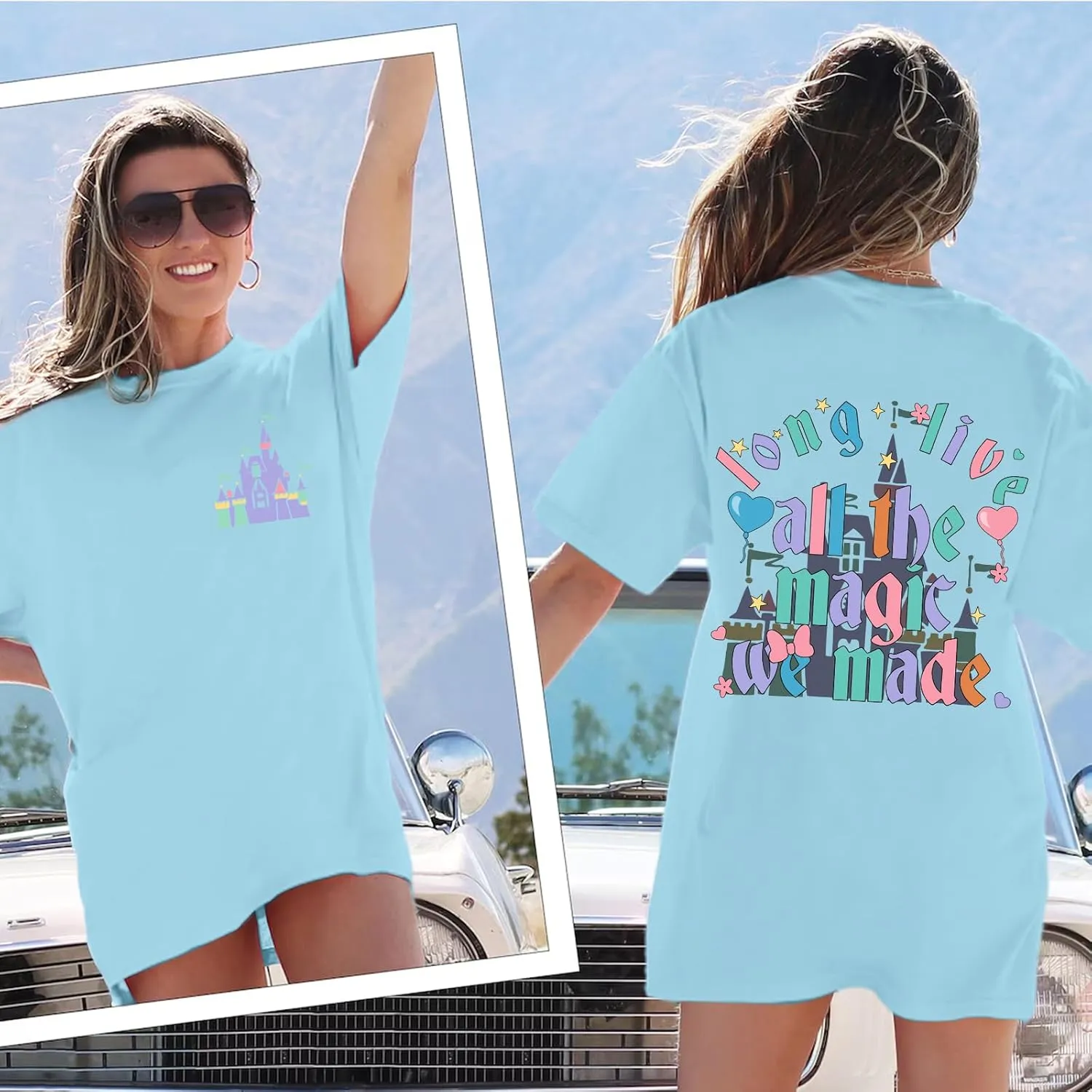 Magic Kingdom Shirts for Women Cute Castle T Shirt Oversized Graphic Tee Family Holiday Vacation Cotton Tops