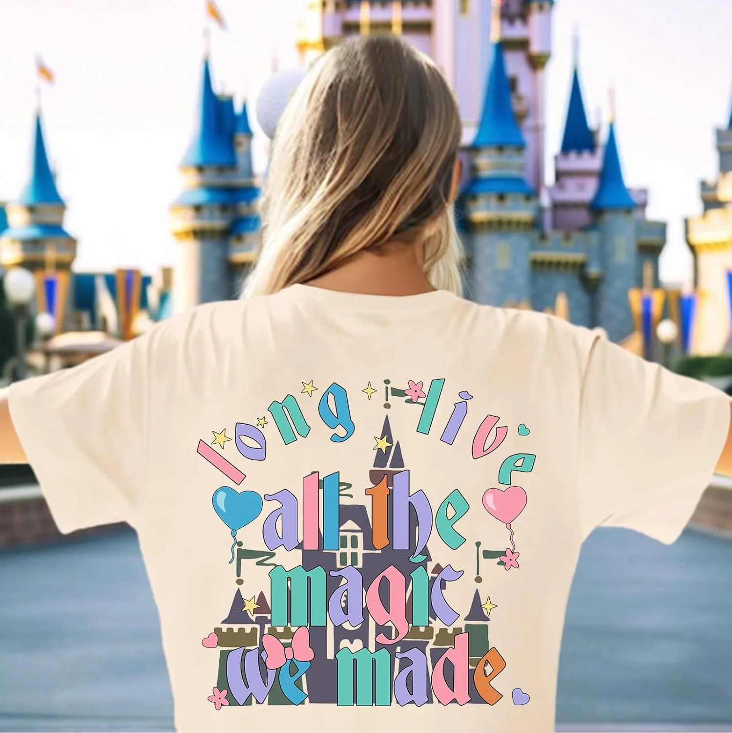 Magic Kingdom Shirts for Women Cute Castle T Shirt Oversized Graphic Tee Family Holiday Vacation Cotton Tops