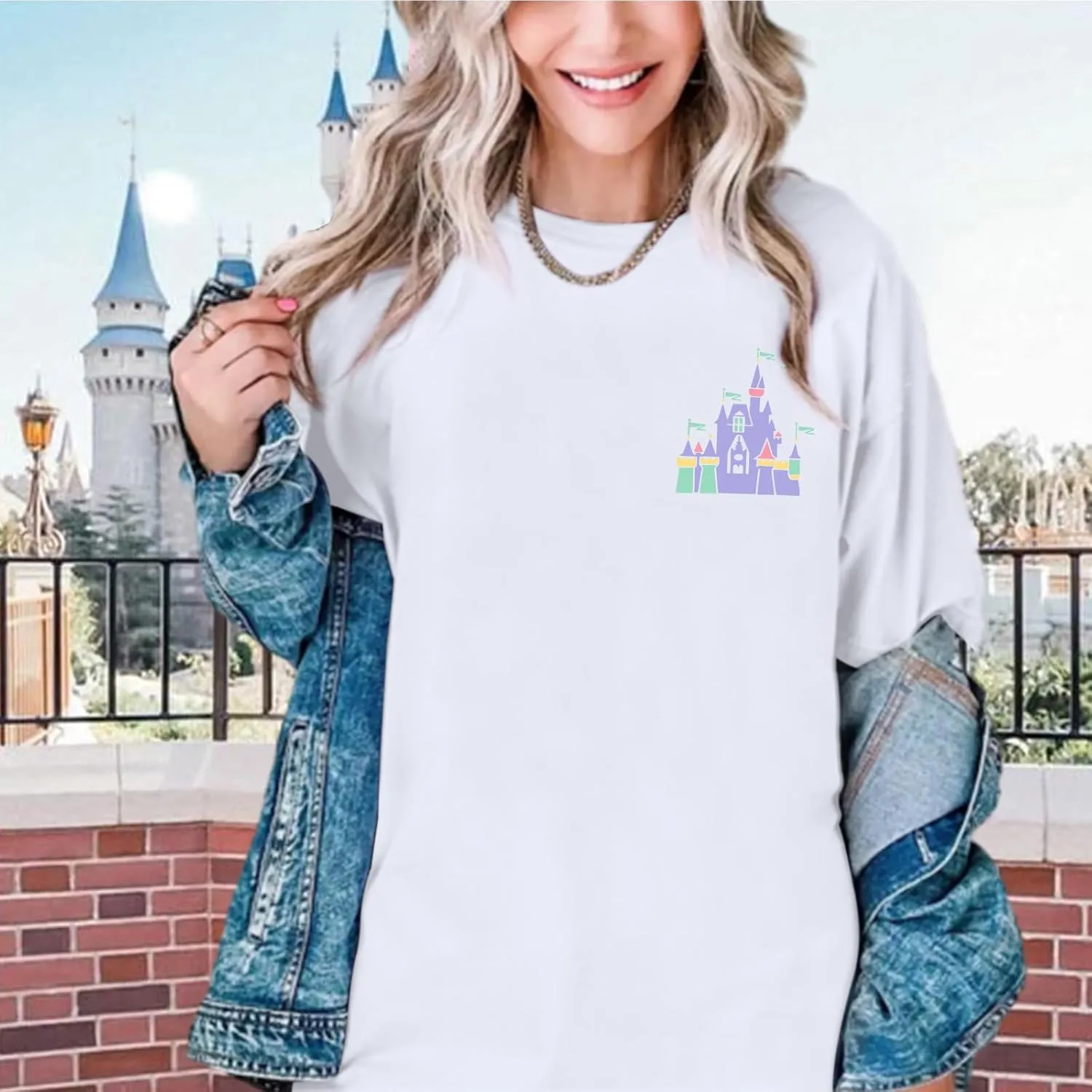 Magic Kingdom Shirts for Women Cute Castle T Shirt Oversized Graphic Tee Family Holiday Vacation Cotton Tops