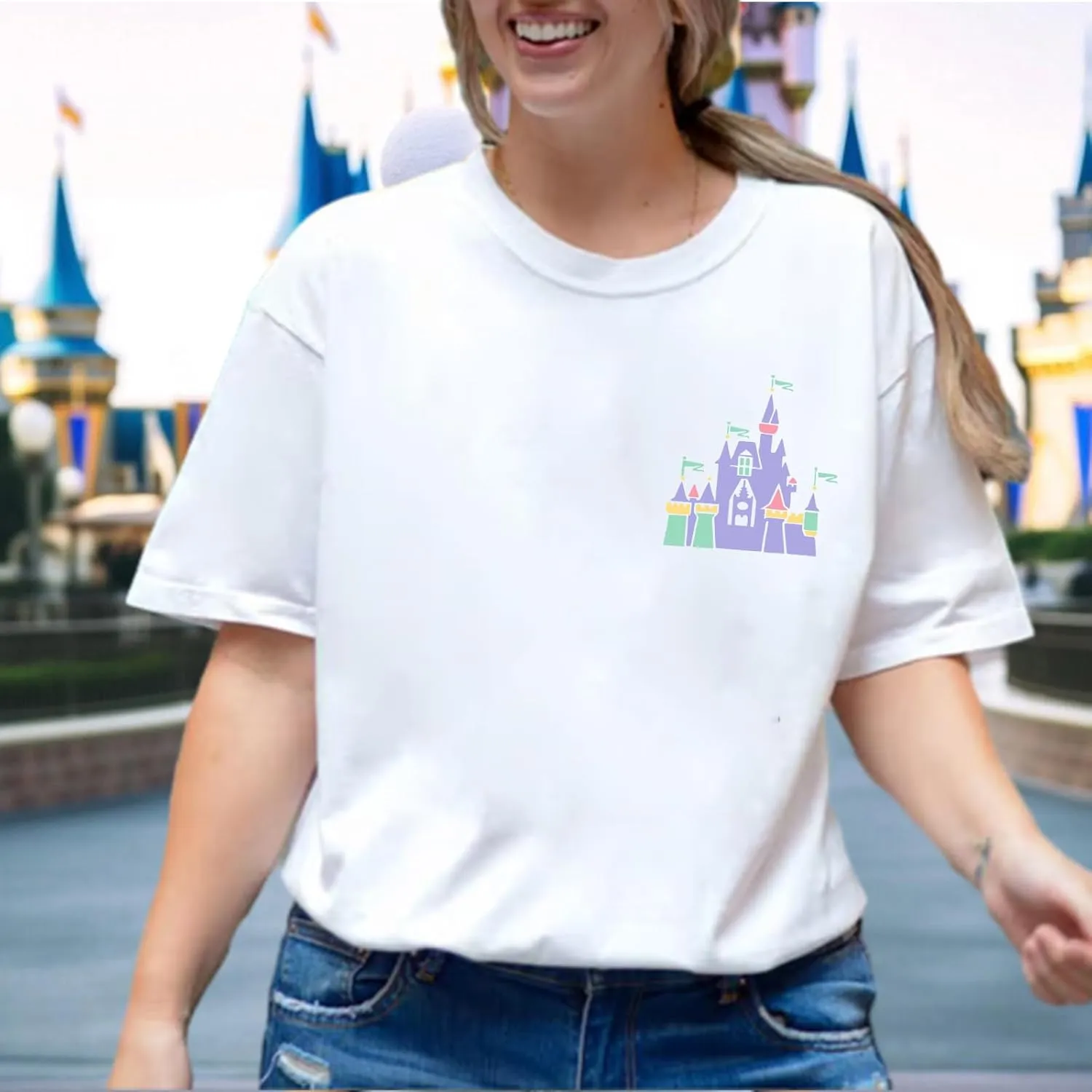 Magic Kingdom Shirts for Women Cute Castle T Shirt Oversized Graphic Tee Family Holiday Vacation Cotton Tops