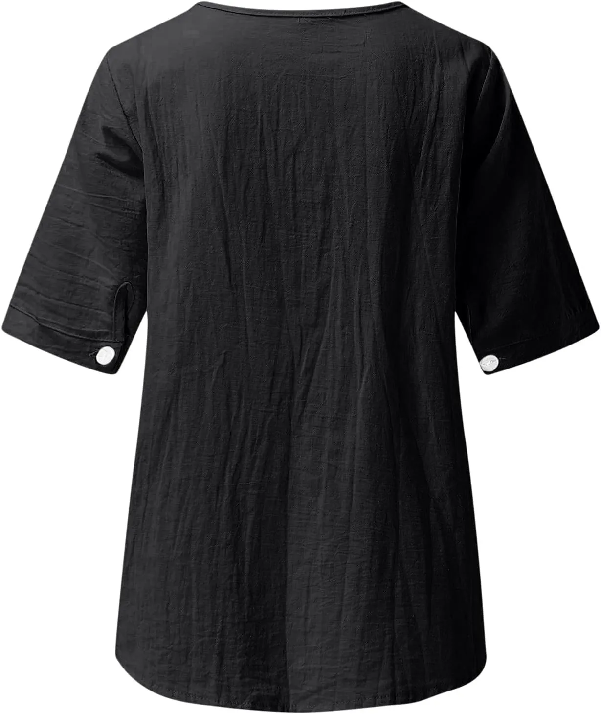 maisdgop Embroidered Tops for Women Casual V-Neck Cotton Linen Shirt Trendy Summer Short Sleeve T-Shirt Pretty Solid Blouse
