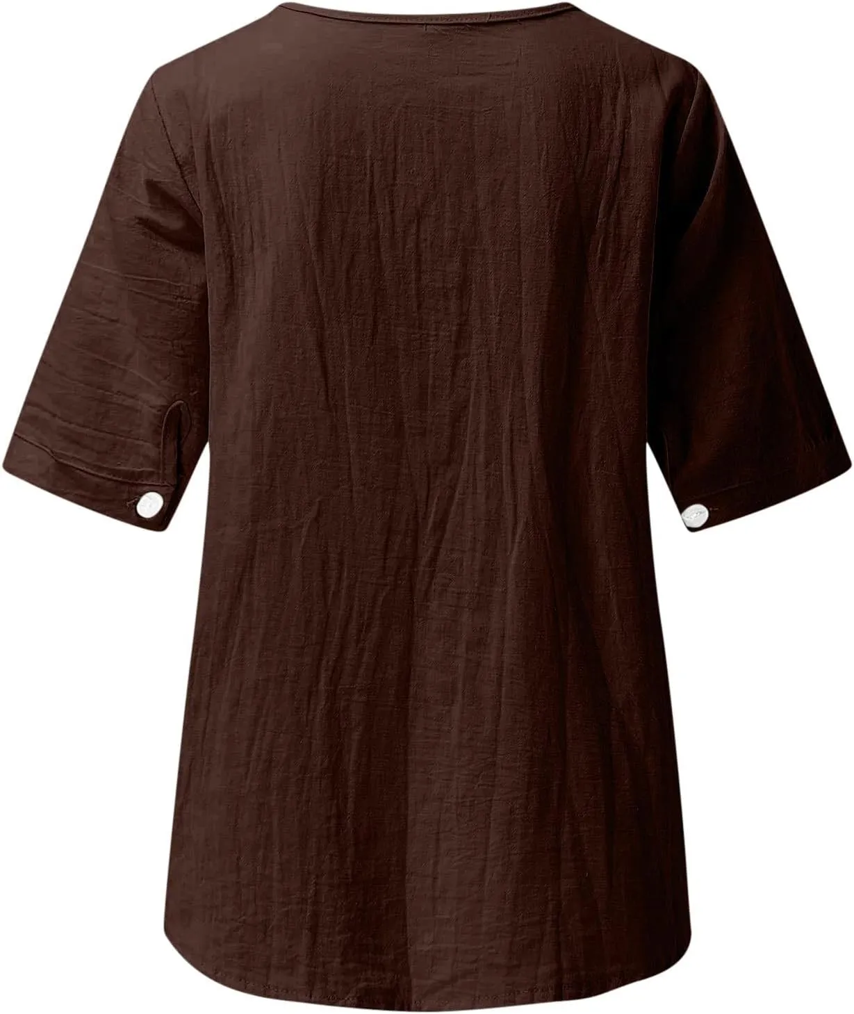 maisdgop Embroidered Tops for Women Casual V-Neck Cotton Linen Shirt Trendy Summer Short Sleeve T-Shirt Pretty Solid Blouse