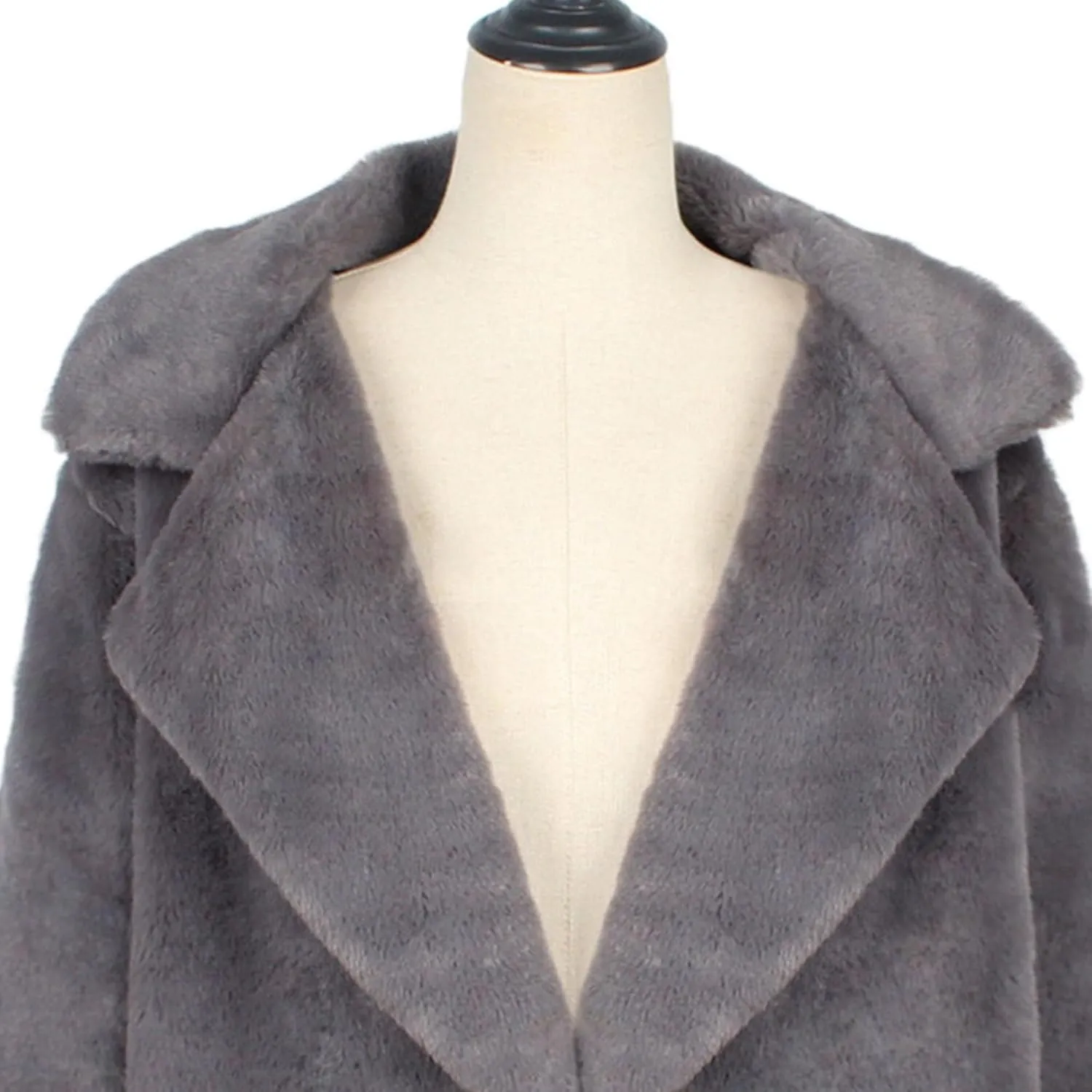 Maiyifu-GJ Women's Winter Coat Overcoat Fleece Lapel Open Front Long Cardigan Jackets Faux Fur Trench Coat Outerwear
