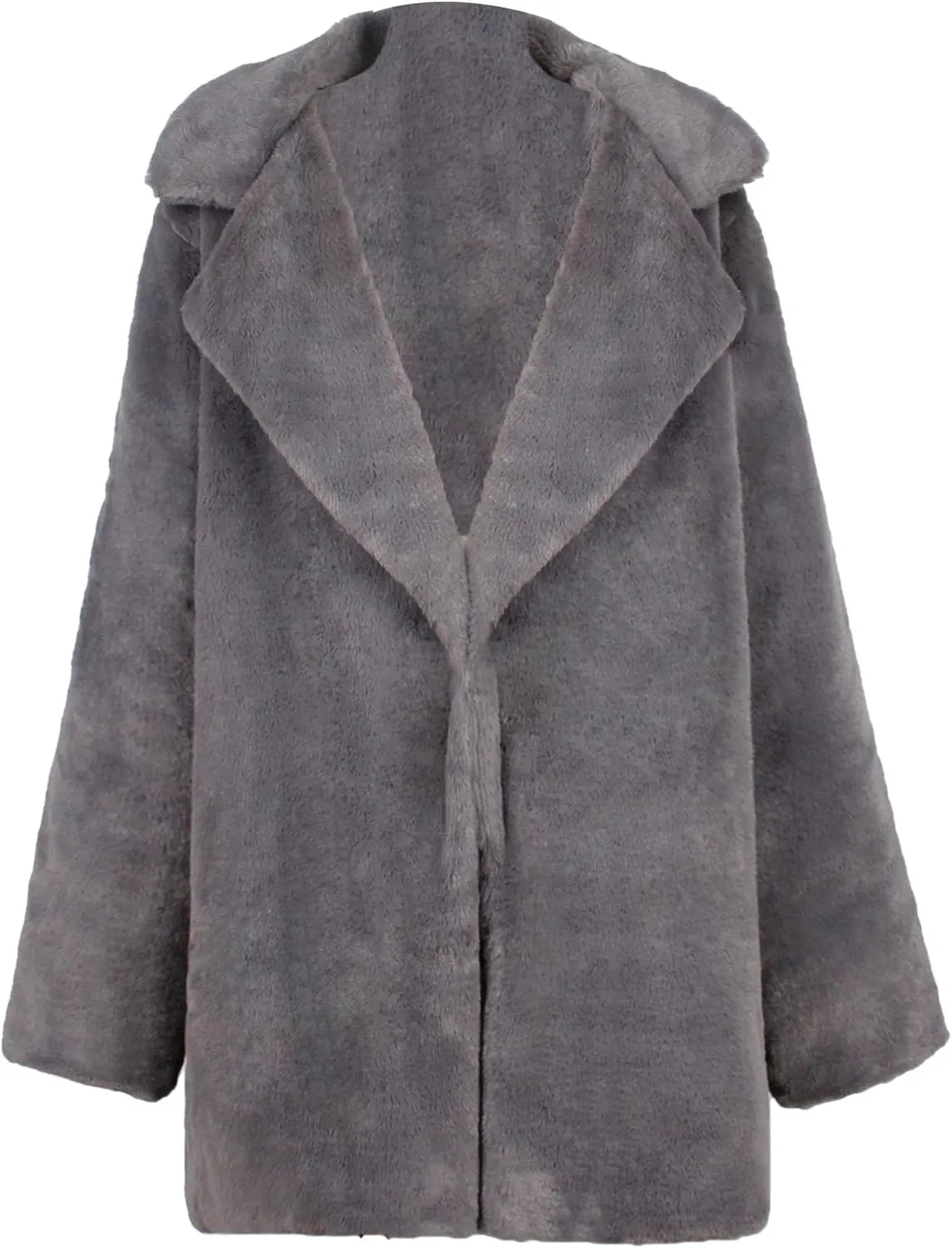 Maiyifu-GJ Women's Winter Coat Overcoat Fleece Lapel Open Front Long Cardigan Jackets Faux Fur Trench Coat Outerwear