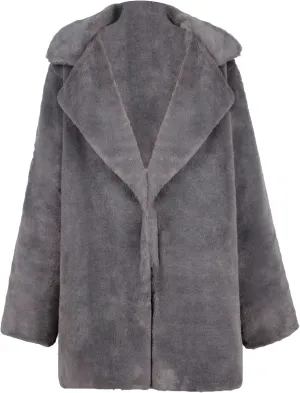 Maiyifu-GJ Women's Winter Coat Overcoat Fleece Lapel Open Front Long Cardigan Jackets Faux Fur Trench Coat Outerwear