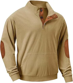 Men's 1/4 Button Up Corduroy Shirt Size Sweater Fashion Casual Long Sleeve Mens Pullover Sweaters Long Sleeve 14 Zip