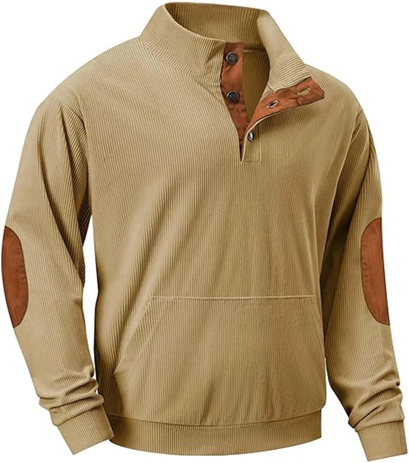 Men's 1/4 Button Up Corduroy Shirt Size Sweater Fashion Casual Long Sleeve Mens Pullover Sweaters Long Sleeve 14 Zip