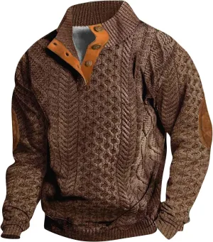 Men's Aztec Western Sweatshirt Sweatshirt Warm Cuff Patch Long Sleeve Sweatshirt Top Long Sleeved Pullover Men Mens