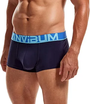 Men's Boxer Briefs High Waisted Breathable Cotton Sexy Trunks Stretch Comfort Soft Pouch Underwear with Elastic Waistband