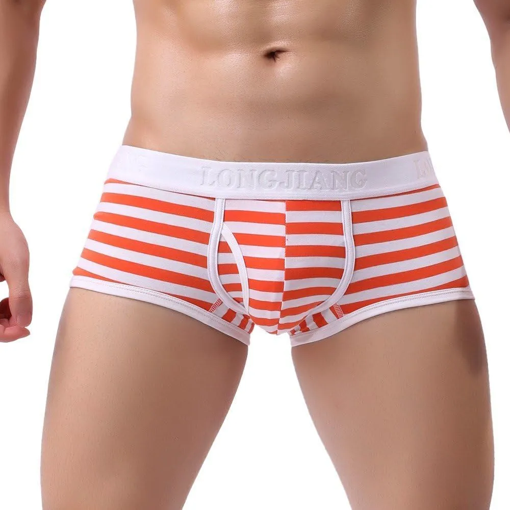 Men's Boxer Briefs Sexy High Waisted Cotton Breathable Underwear Soft Pouch Comfort Stretch Trunks with Elastic Waistband