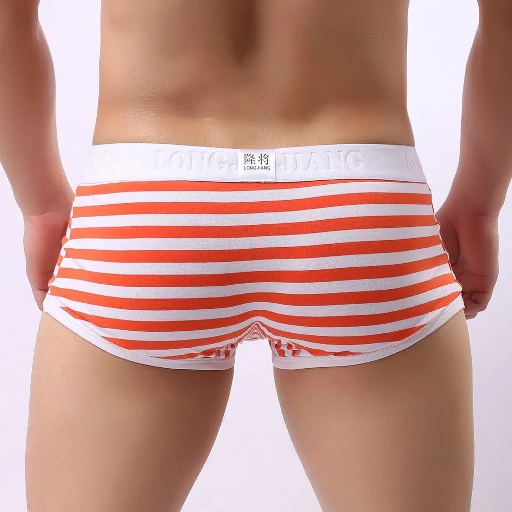 Men's Boxer Briefs Sexy High Waisted Cotton Breathable Underwear Soft Pouch Comfort Stretch Trunks with Elastic Waistband
