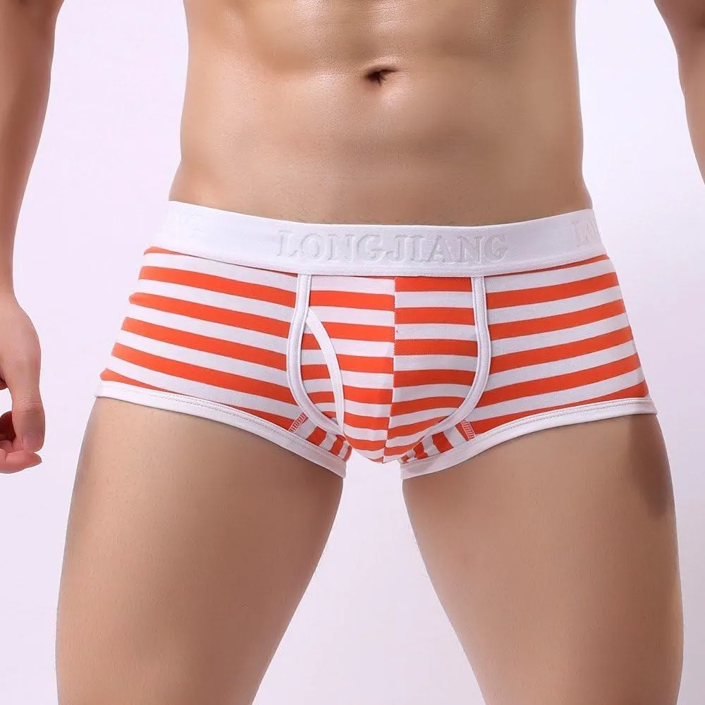 Men's Boxer Briefs Sexy High Waisted Cotton Breathable Underwear Soft Pouch Comfort Stretch Trunks with Elastic Waistband
