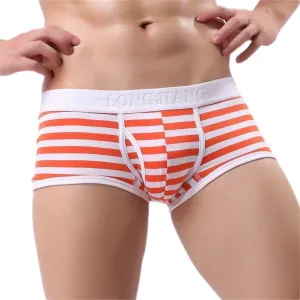 Men's Boxer Briefs Sexy High Waisted Cotton Breathable Underwear Soft Pouch Comfort Stretch Trunks with Elastic Waistband