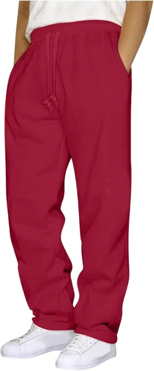 Men's Casual Sweatpants Yoga Athletic Lounge Trousers Elastic Sport Jogger Running Straight Leg Pants with Pockets