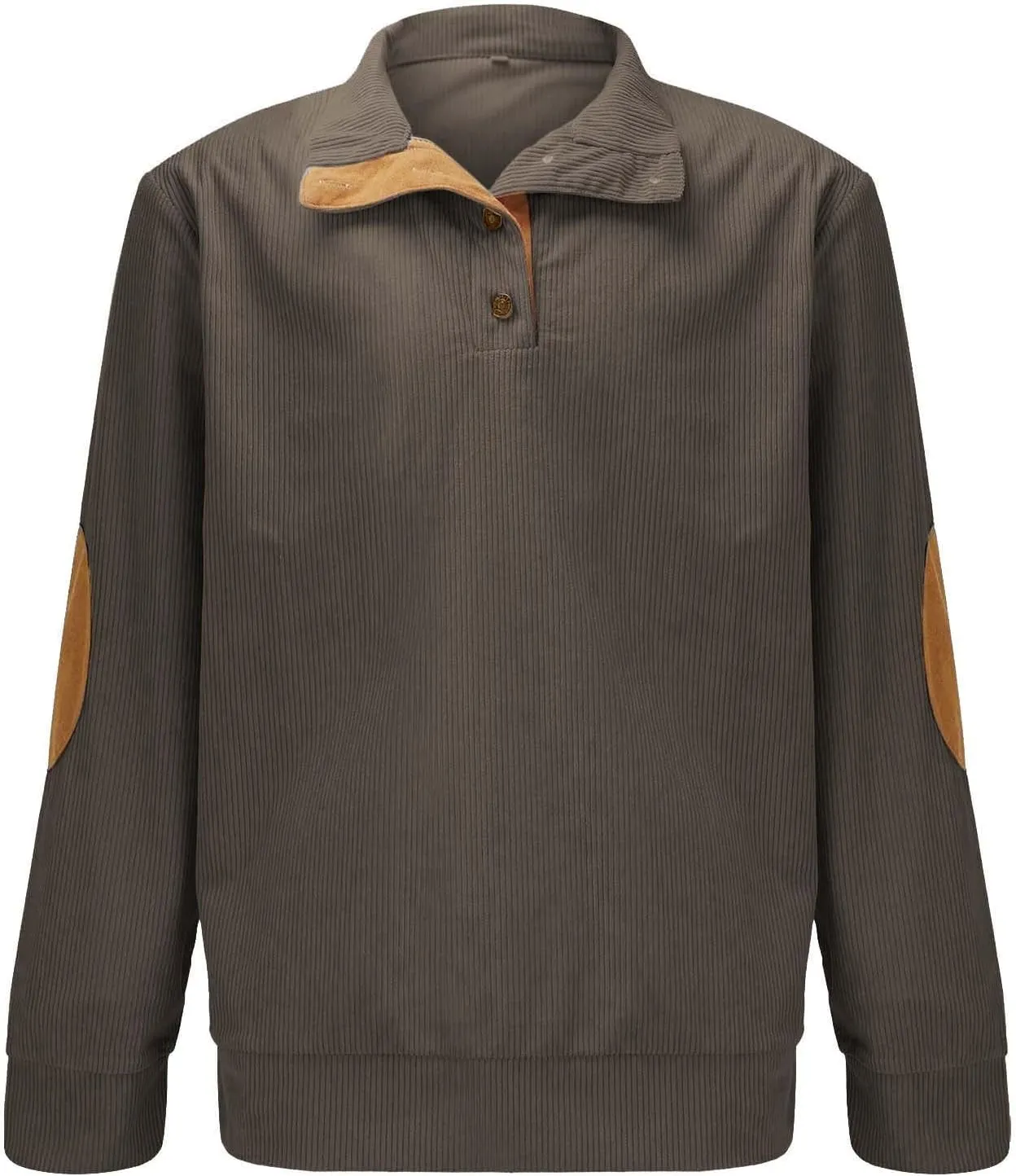 Men's Corduroy Long-Sleeved Sweatshirt Sweater Sweater with Elbow Patches Hunting Sweatshirt Mens Quilted Mens