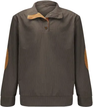 Men's Corduroy Long-Sleeved Sweatshirt Sweater Sweater with Elbow Patches Hunting Sweatshirt Mens Quilted Mens