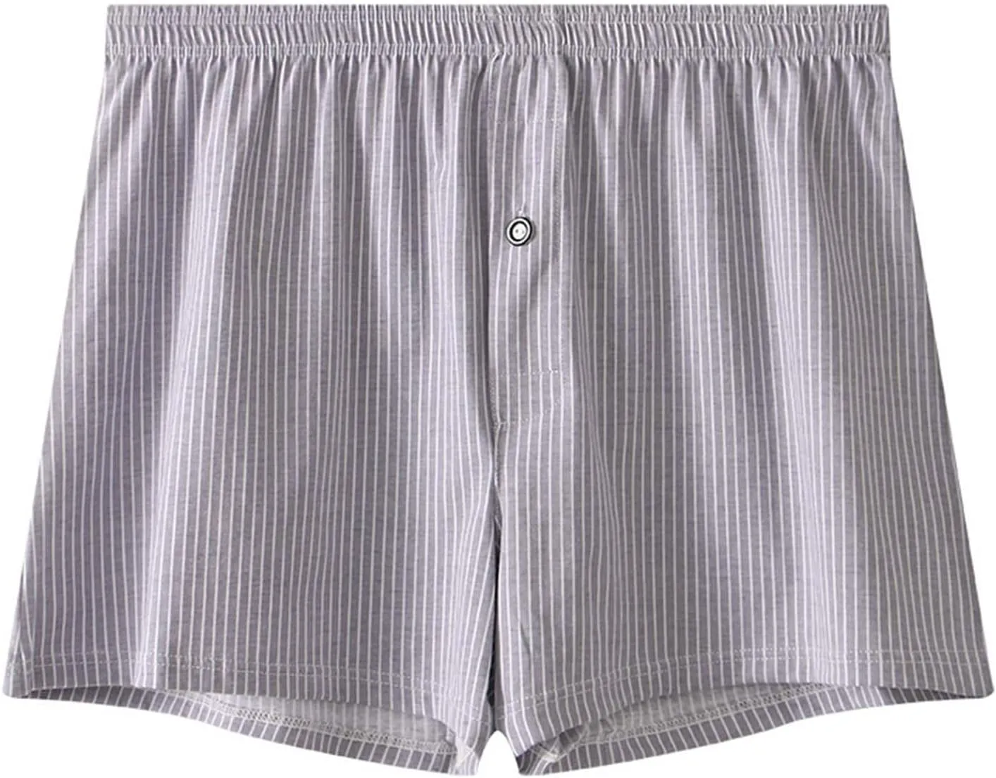 Men's Cotton Striped Underwear Shorts Breathable Sports Boxer Briefs Button Plaid Pajamas Lounge Loose Bottoms Pjs