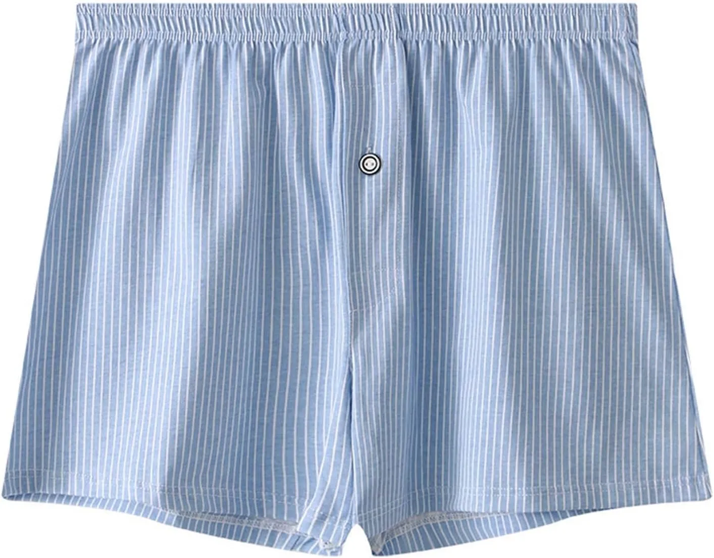 Men's Cotton Striped Underwear Shorts Breathable Sports Boxer Briefs Button Plaid Pajamas Lounge Loose Bottoms Pjs