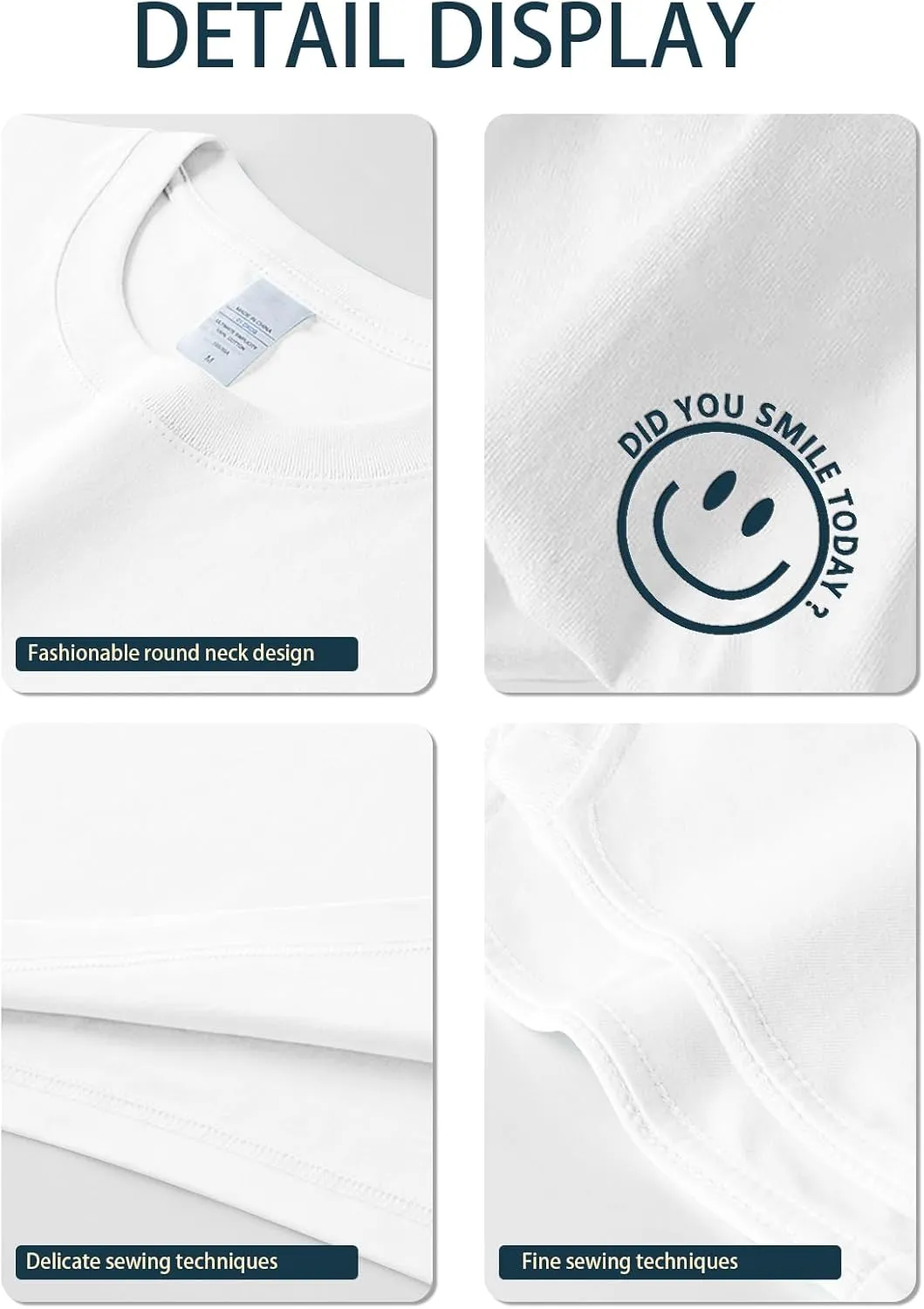 Men's T Shirts Smile Face Graphic Tees Oversized Tshirts Heavyweight Athletic Workout Short Sleeve Cotton Tops