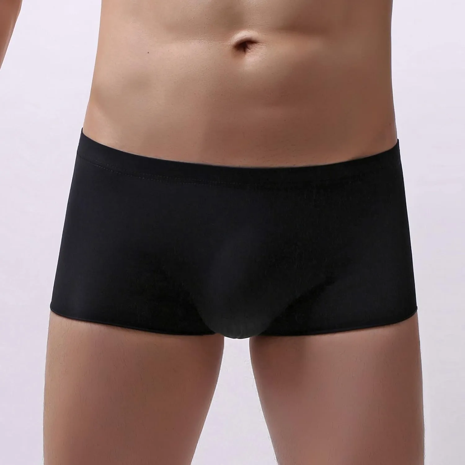 Men's Traceless Underwear Ice Silk Boxer Brief Breathable Seamless Sexy See-Through Transparent Briefs