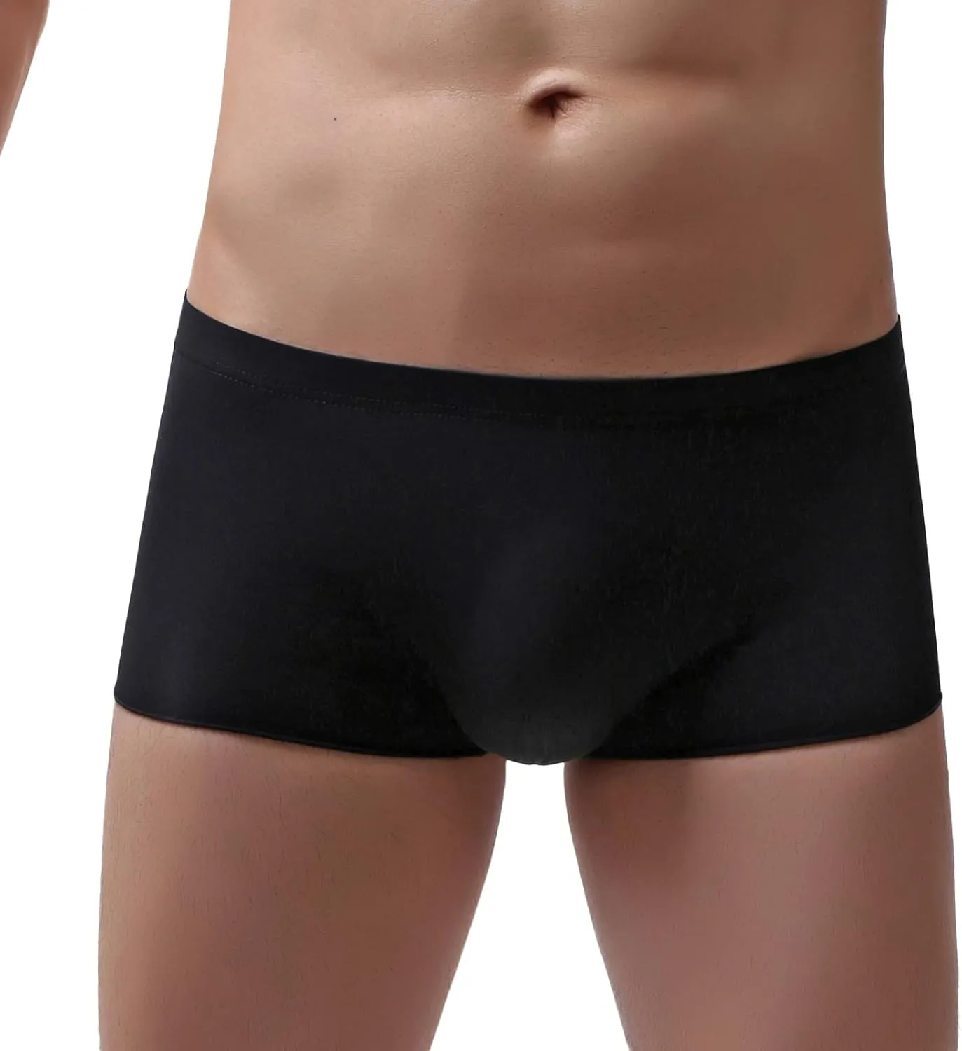 Men's Traceless Underwear Ice Silk Boxer Brief Breathable Seamless Sexy See-Through Transparent Briefs