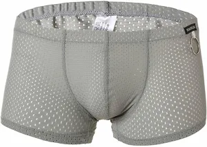 Mens Underwear Boxer Briefs Men's Solid Mesh Net Breathable Reguard Rise Boxer Briefs Sports Underpants Trunks