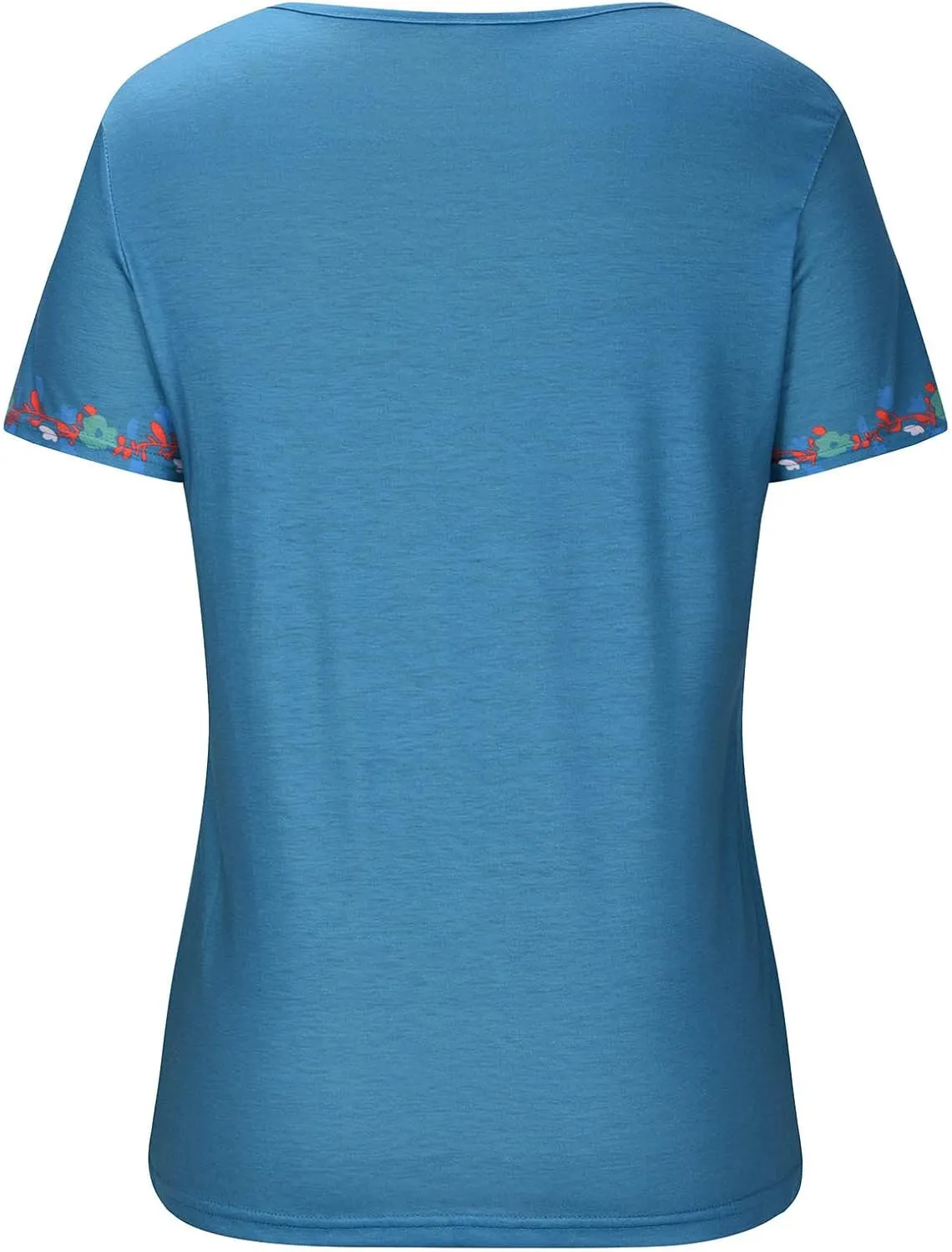Mexican Shirt for Women 2024 Fashion Mexican Embroidered Blouse Ethnic Style Tees Boho Floral Print Short Sleeve Tops
