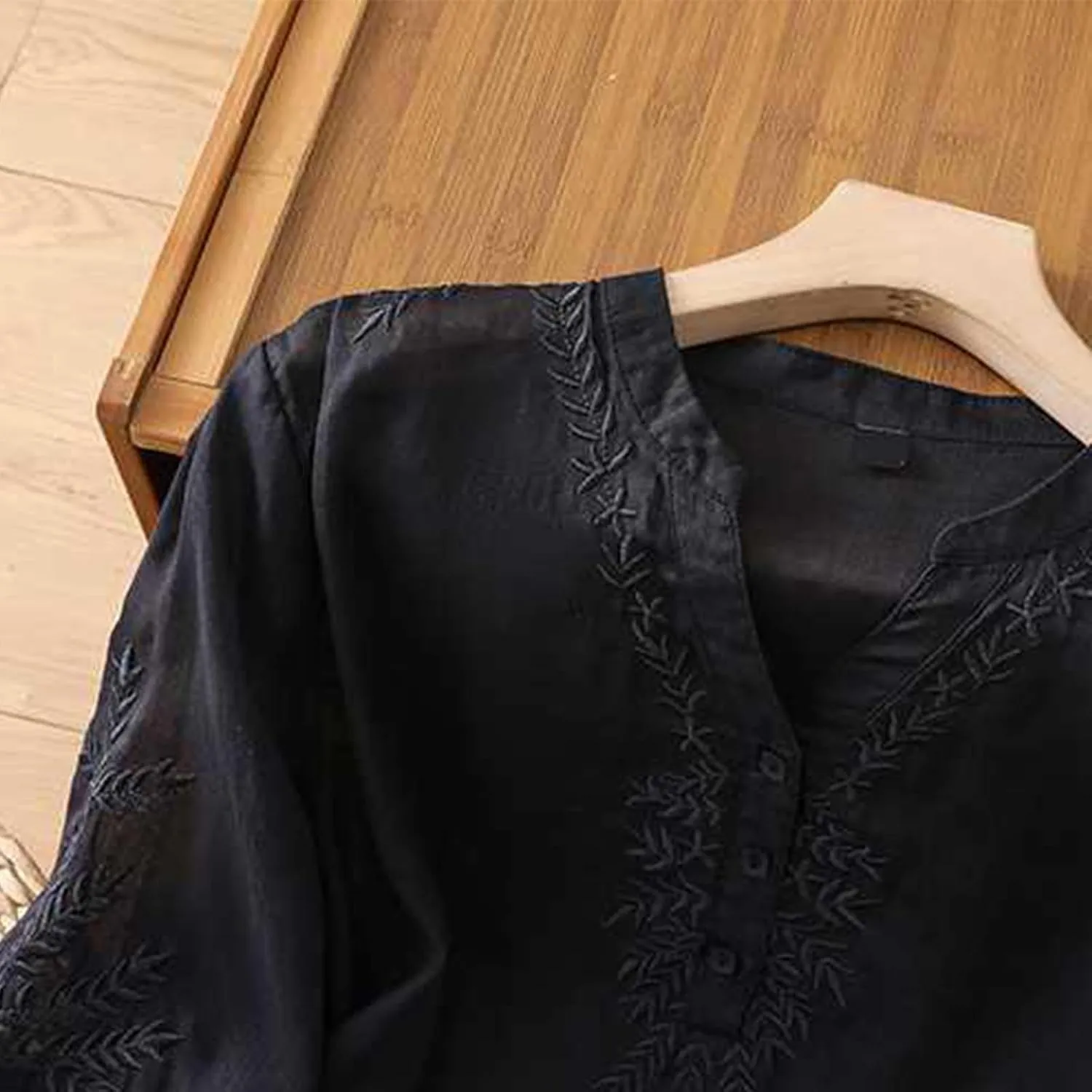 Mexican Tops for Women Vacation Summer Embroidered Blouses V Neck Button Down T-Shirt Short Sleeve Shirt