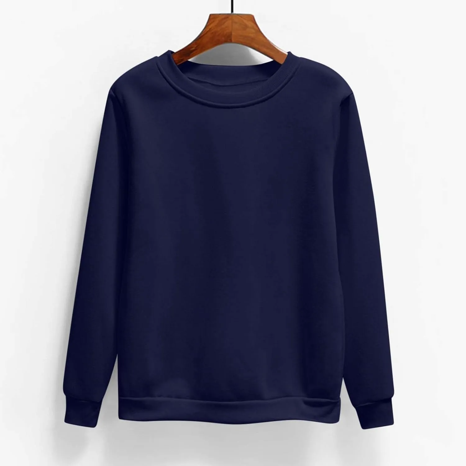 Miyaomn Women's Fleece Lined Sweatshirts Casual Solid Color Crewneck Pullover 2024 Fall Fashion Long Sleeve Warm Sweater Tops