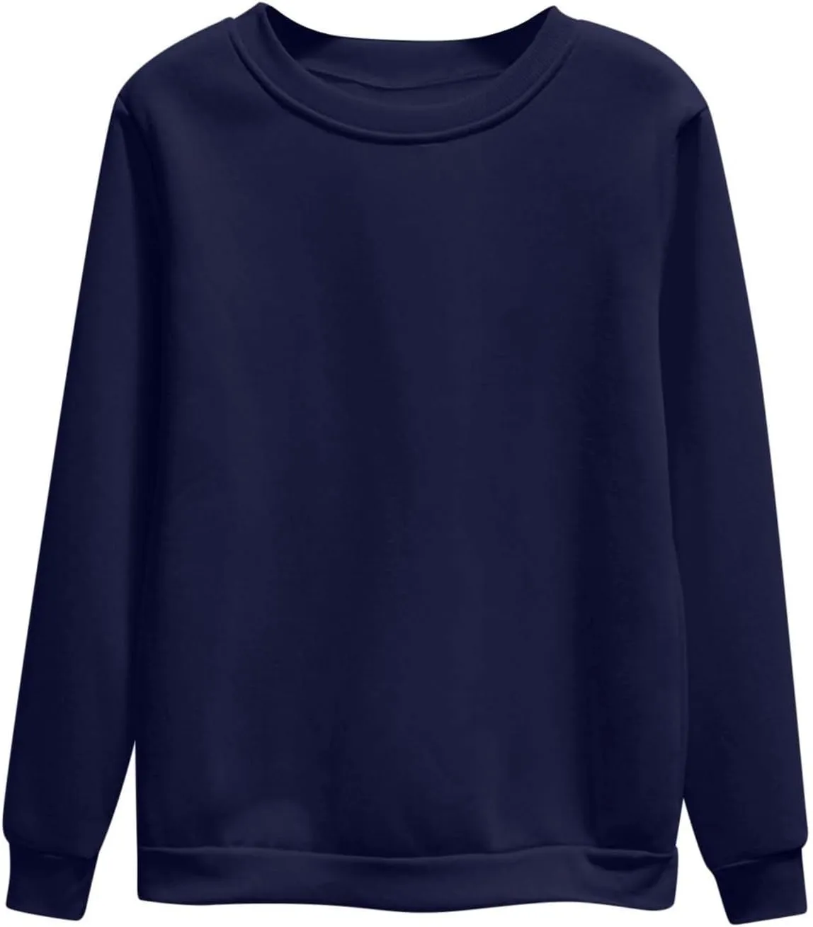 Miyaomn Women's Fleece Lined Sweatshirts Casual Solid Color Crewneck Pullover 2024 Fall Fashion Long Sleeve Warm Sweater Tops