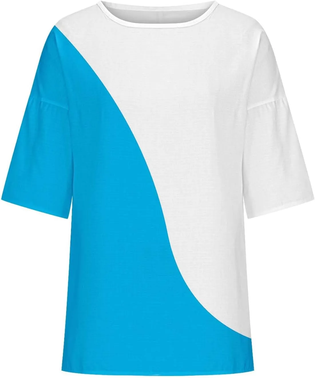 Oversize Tshirt Shirts for Women Dressy Casual 3/4 Sleeve Crewneck Summer Linen Tops Fashion Printed Tees Blouses