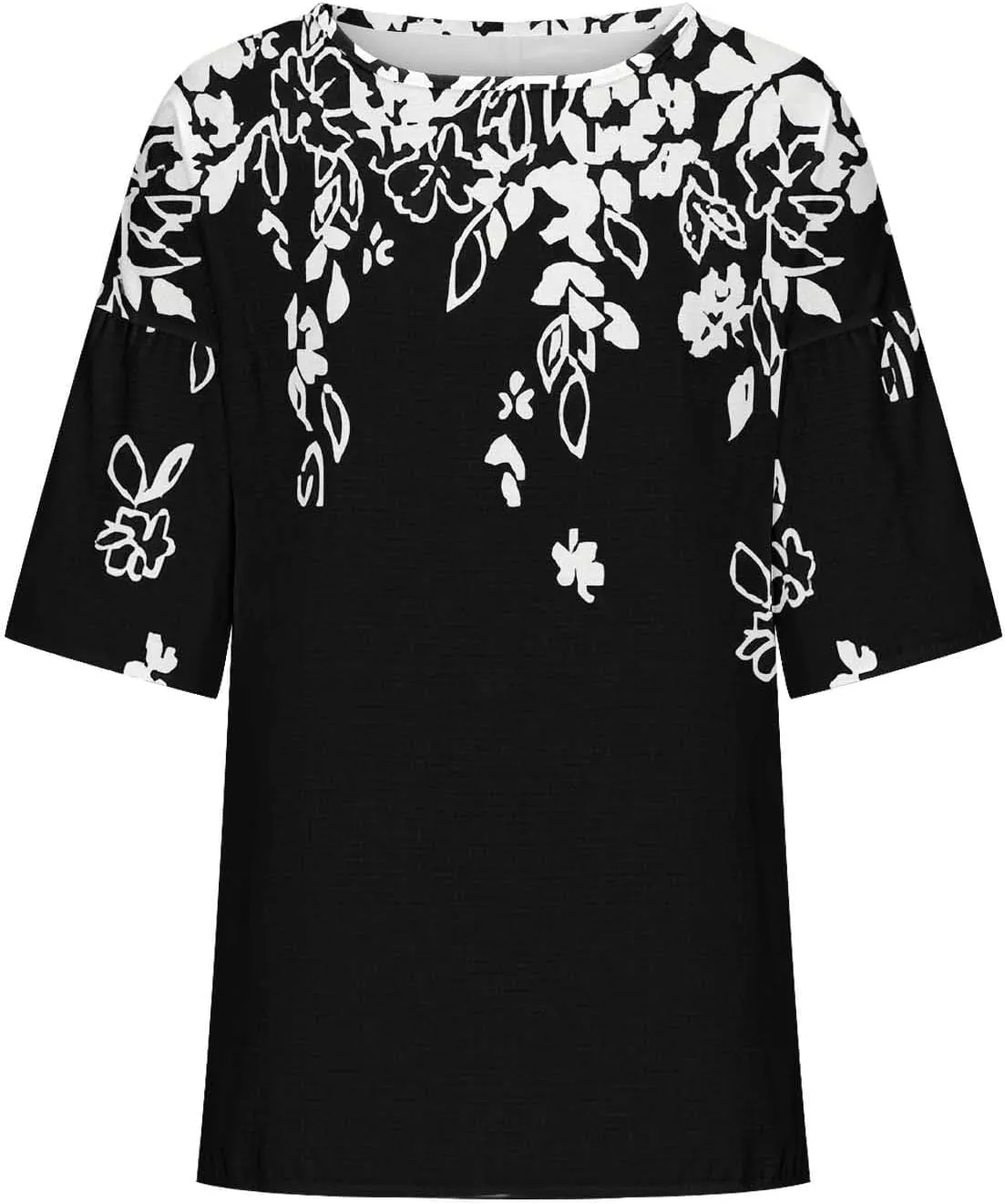 Oversize Tshirt Shirts for Women Dressy Casual 3/4 Sleeve Crewneck Summer Linen Tops Fashion Printed Tees Blouses